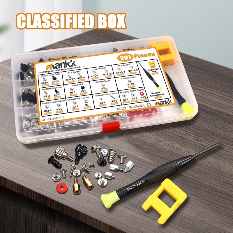 mankk 23 Sizes M.2 Computer Screws Motherboard Standoffs Laptop Screws for Motherboard,HDD Hard Drive,SSD,PC Case,PC Fan,ATX Case,CD-ROM - Image 2